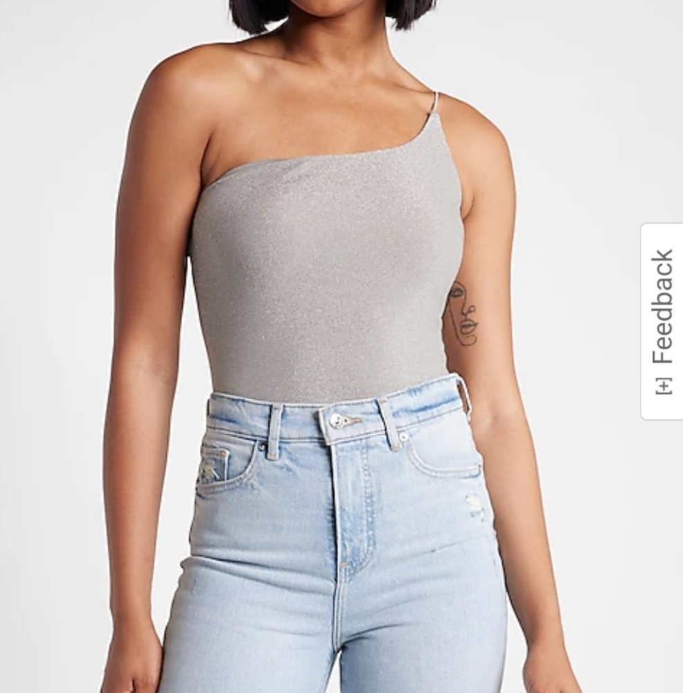 Sparkly One Shoulder Express Thong Bodysuit